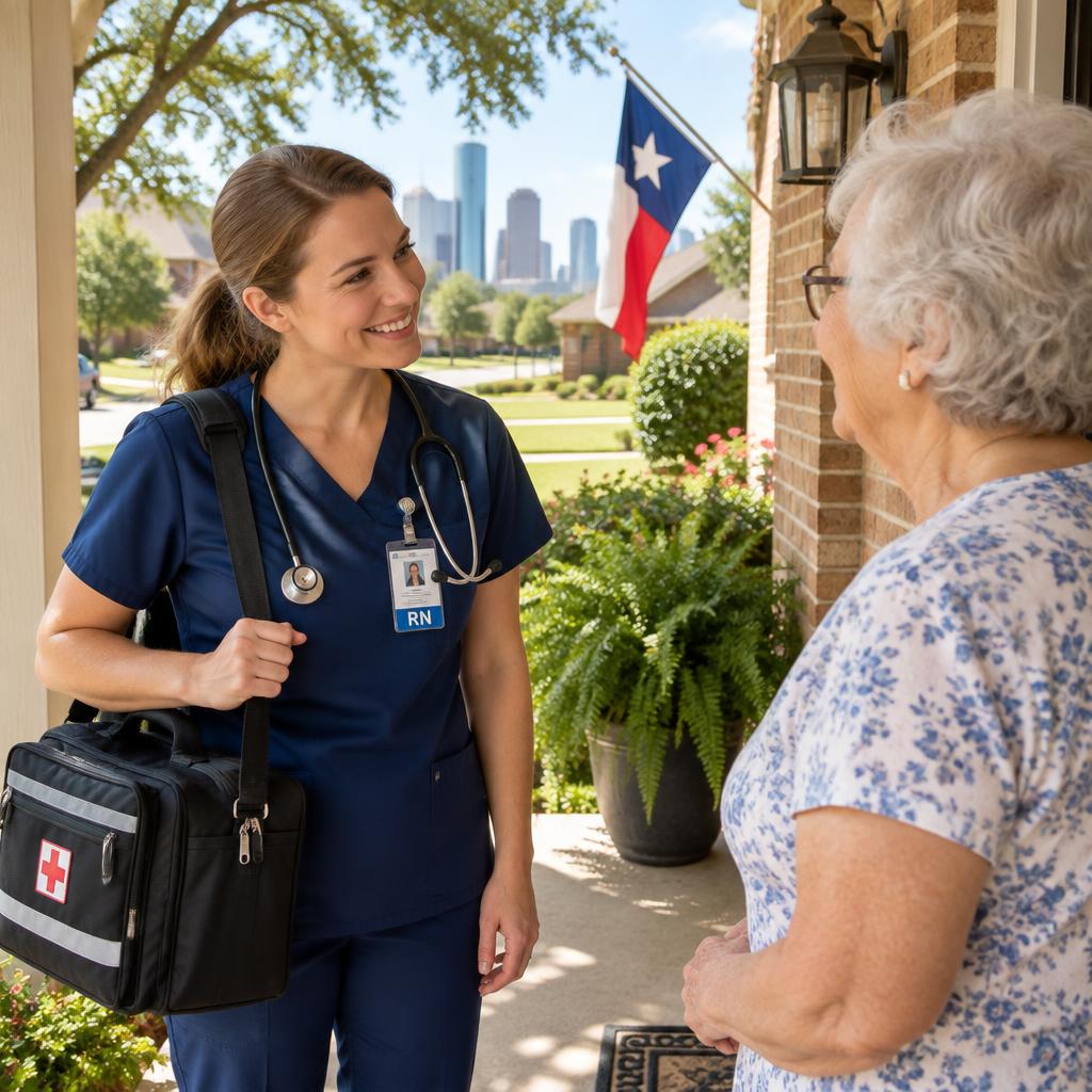 Phlebotomist arriving at the doorstep for a scheduled home blood test